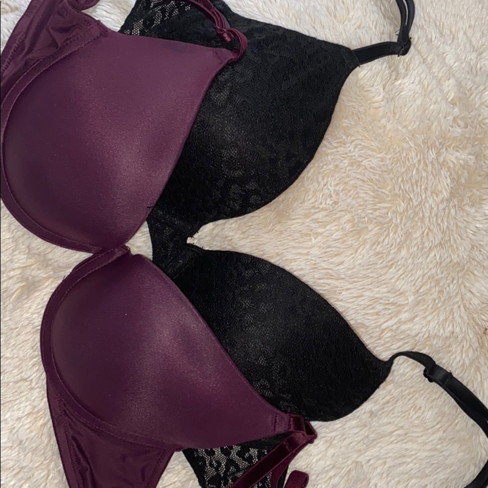 2 pink bras